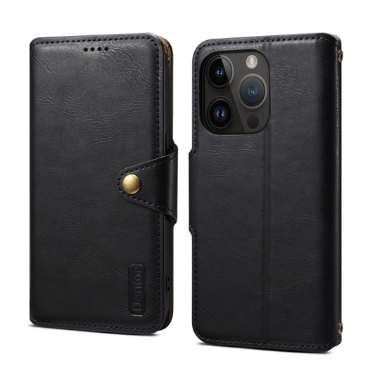 For iPhone 14 Pro Max Denior Cowhide Texture Wallet Style Leather Phone Case(Black) - iPhone 14 Pro Max Cases by Denior | Online Shopping UK | buy2fix