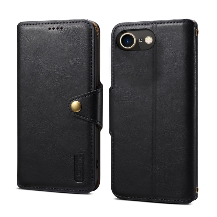 For iPhone SE 2022/SE 2020/6/7/8 Denior Cowhide Texture Wallet Style Leather Phone Case(Black) - iPhone SE 2022 / 2020 / 8 / 7 Cases by Denior | Online Shopping UK | buy2fix