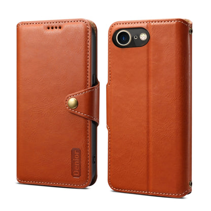 For iPhone SE 2022/SE 2020/6/7/8 Denior Cowhide Texture Wallet Style Leather Phone Case(Brown) - iPhone SE 2022 / 2020 / 8 / 7 Cases by Denior | Online Shopping UK | buy2fix