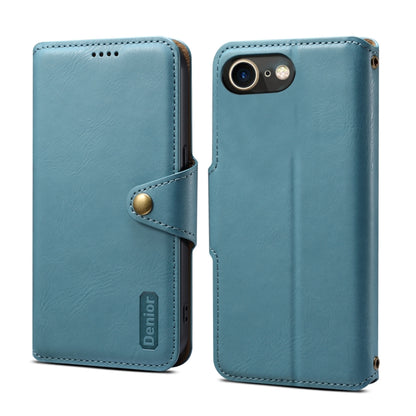 For iPhone SE 2022/SE 2020/6/7/8 Denior Cowhide Texture Wallet Style Leather Phone Case(Blue) - iPhone SE 2022 / 2020 / 8 / 7 Cases by Denior | Online Shopping UK | buy2fix