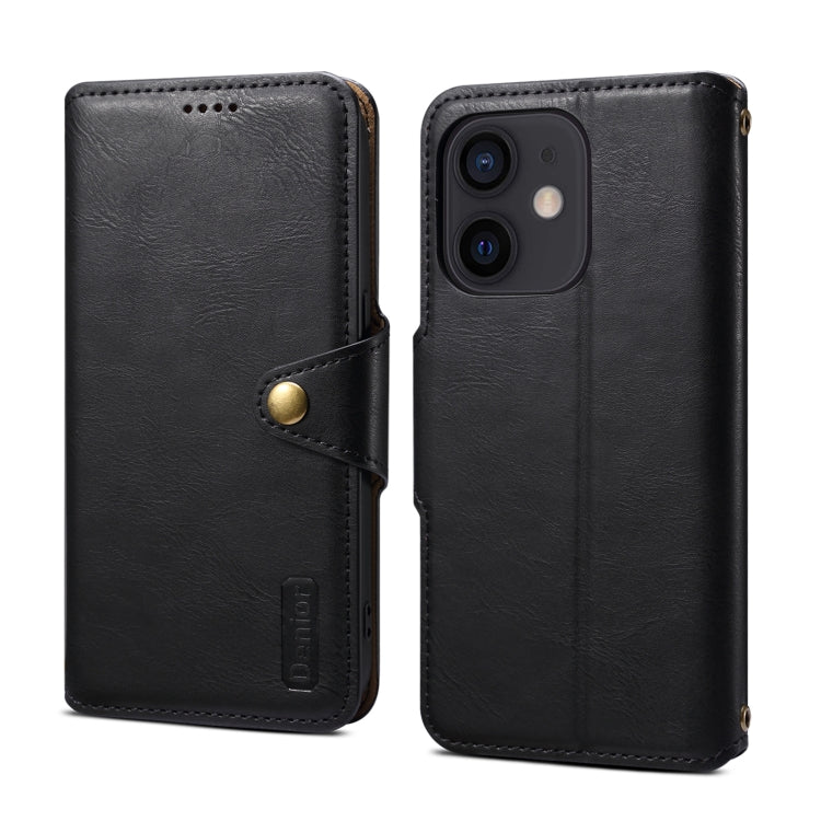For iPhone 12 Denior Cowhide Texture Wallet Style Leather Phone Case(Black) - iPhone 12 / 12 Pro Cases by Denior | Online Shopping UK | buy2fix