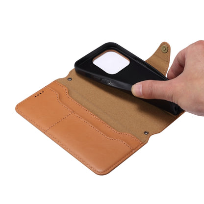 For iPhone 12 Pro Max Denior Cowhide Texture Wallet Style Leather Phone Case(Khaki) - iPhone 12 Pro Max Cases by Denior | Online Shopping UK | buy2fix