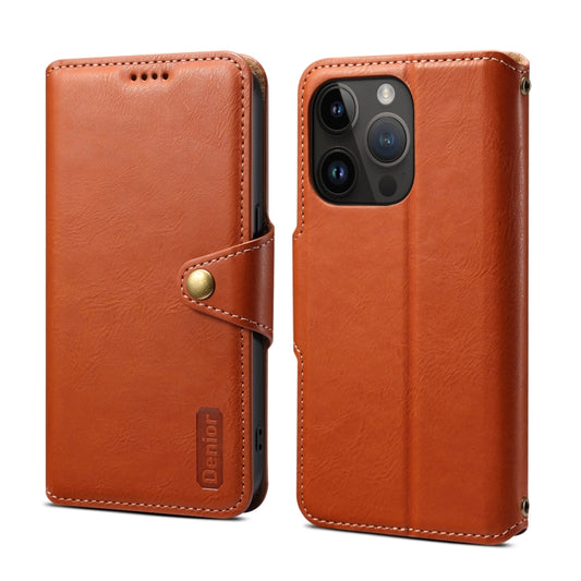 For iPhone 12 Pro Denior Cowhide Texture Wallet Style Leather Phone Case(Brown) - iPhone 12 / 12 Pro Cases by Denior | Online Shopping UK | buy2fix