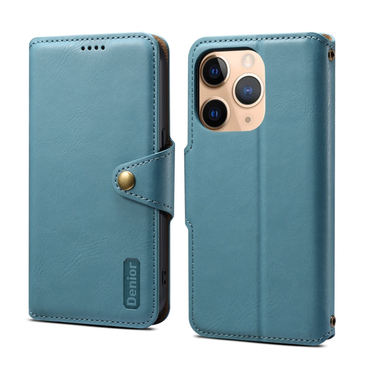 For iPhone 11 Pro Max Denior Cowhide Texture Wallet Style Leather Phone Case(Blue) - iPhone 11 Pro Max Cases by Denior | Online Shopping UK | buy2fix