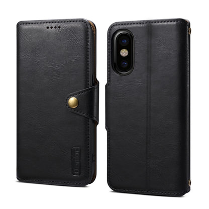 For iPhone XS / X Denior Cowhide Texture Wallet Style Leather Phone Case(Black) - More iPhone Cases by Denior | Online Shopping UK | buy2fix