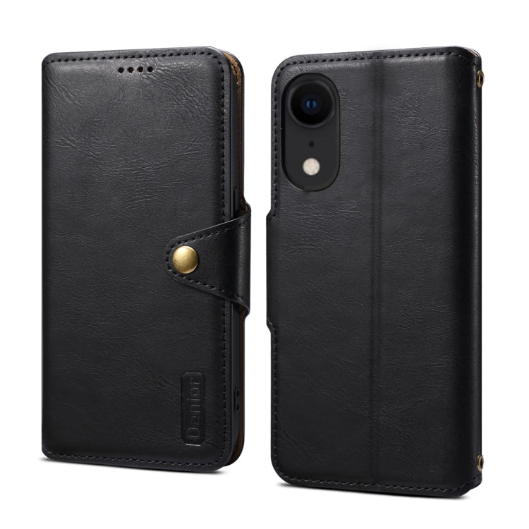 For iPhone XR Denior Cowhide Texture Wallet Style Leather Phone Case(Black) - More iPhone Cases by Denior | Online Shopping UK | buy2fix