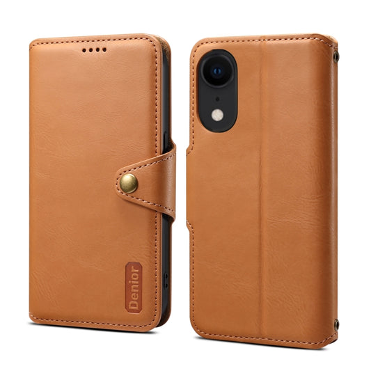 For iPhone XR Denior Cowhide Texture Wallet Style Leather Phone Case(Khaki) - More iPhone Cases by Denior | Online Shopping UK | buy2fix