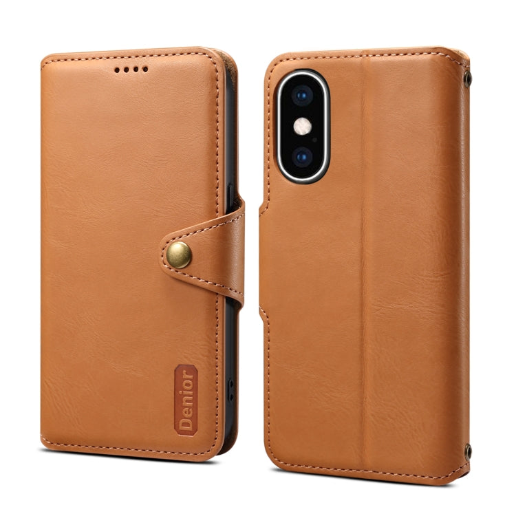 For iPhone XS Max Denior Cowhide Texture Wallet Style Leather Phone Case(Khaki) - More iPhone Cases by Denior | Online Shopping UK | buy2fix