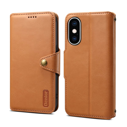 For iPhone XS Max Denior Cowhide Texture Wallet Style Leather Phone Case(Khaki) - More iPhone Cases by Denior | Online Shopping UK | buy2fix