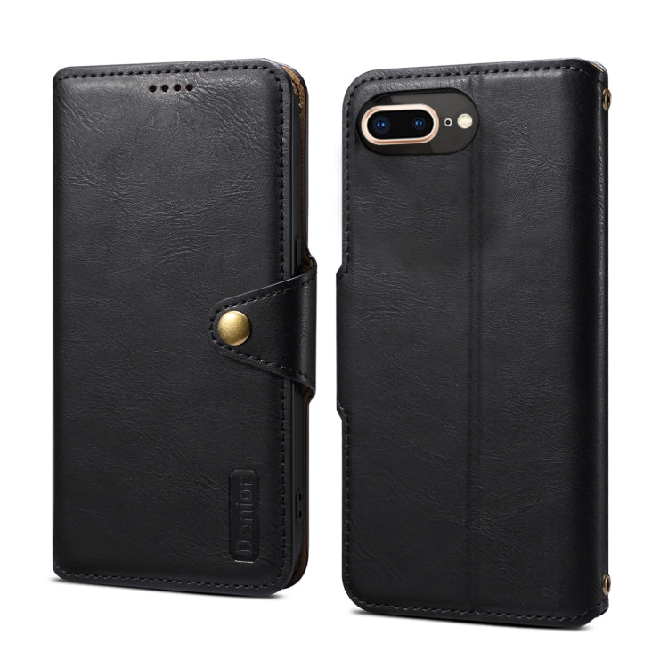 For iPhone 8 Plus / 7 Plus Denior Cowhide Texture Wallet Style Leather Phone Case(Black) - More iPhone Cases by Denior | Online Shopping UK | buy2fix