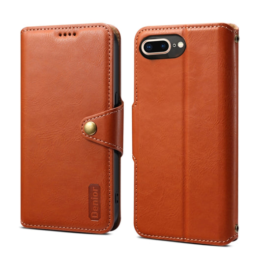 For iPhone 8 Plus / 7 Plus Denior Cowhide Texture Wallet Style Leather Phone Case(Brown) - More iPhone Cases by Denior | Online Shopping UK | buy2fix