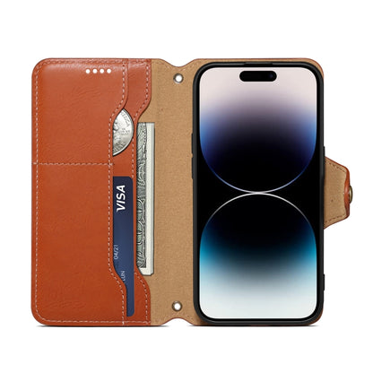 For iPhone 16 Pro Denior Cowhide Texture Wallet Style Leather Phone Case(Brown) - iPhone 16 Pro Cases by Denior | Online Shopping UK | buy2fix