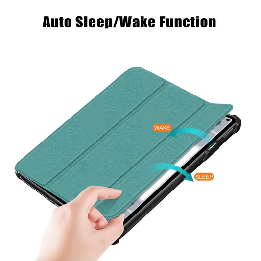 For Huawei MatePad Pro 11 2024 / 2022 Custer Pure Color 3-Fold Smart Leather Tablet Case(Dark Green) by buy2fix