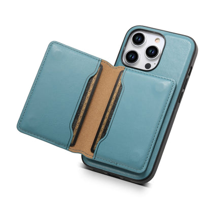 For iPhone 15 Pro Max Denior Cowhide Texture Leather MagSafe Detachable Wallet Phone Case(Blue) - iPhone 15 Pro Max Cases by Denior | Online Shopping UK | buy2fix