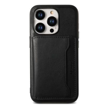 For iPhone 15 Plus Denior Cowhide Texture Leather MagSafe Detachable Wallet Phone Case(Black) - iPhone 15 Plus Cases by Denior | Online Shopping UK | buy2fix