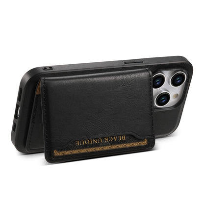 For iPhone 13 Denior Cowhide Texture Leather MagSafe Detachable Wallet Phone Case(Black) - iPhone 13 Cases by Denior | Online Shopping UK | buy2fix