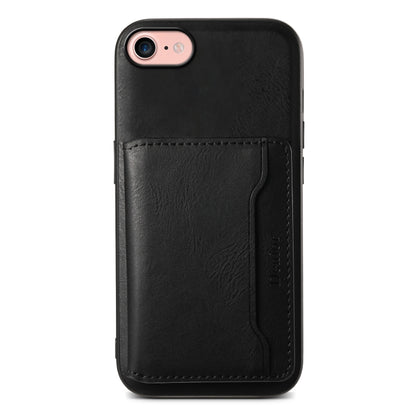For iPhone SE 2022/2020/8/7 Denior Cowhide Texture Leather MagSafe Detachable Wallet Phone Case(Black) - iPhone SE 2022 / 2020 / 8 / 7 Cases by Denior | Online Shopping UK | buy2fix