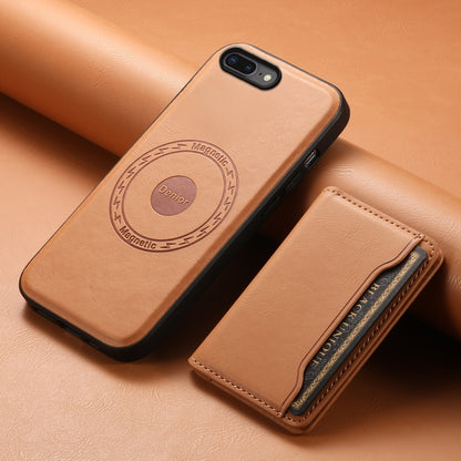 For iPhone 8 Plus/7 Plus Denior Cowhide Texture Leather MagSafe Detachable Wallet Phone Case(Khaki) - More iPhone Cases by Denior | Online Shopping UK | buy2fix