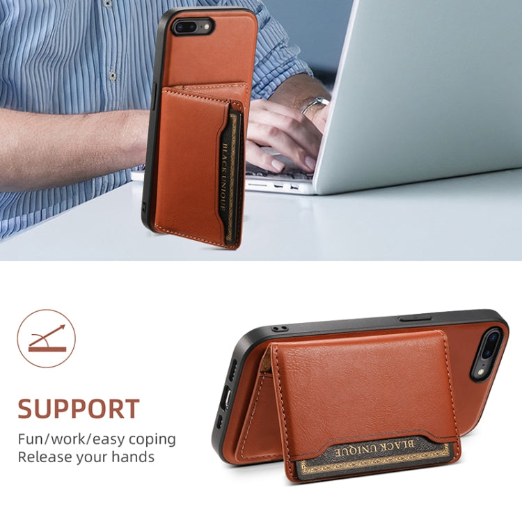 For iPhone 8 Plus/7 Plus Denior Cowhide Texture Leather MagSafe Detachable Wallet Phone Case(Brown) - More iPhone Cases by Denior | Online Shopping UK | buy2fix