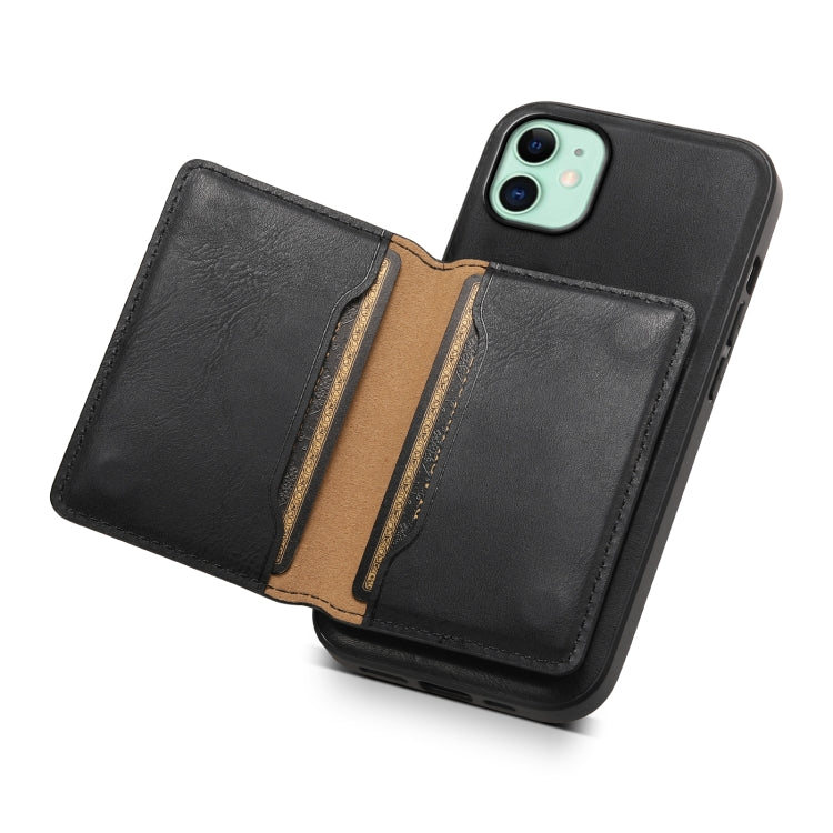 For iPhone 11 Denior Cowhide Texture Leather MagSafe Detachable Wallet Phone Case(Black) - iPhone 11 Cases by Denior | Online Shopping UK | buy2fix