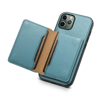 For iPhone 11 Pro Denior Cowhide Texture Leather MagSafe Detachable Wallet Phone Case(Blue) - iPhone 11 Pro Cases by Denior | Online Shopping UK | buy2fix