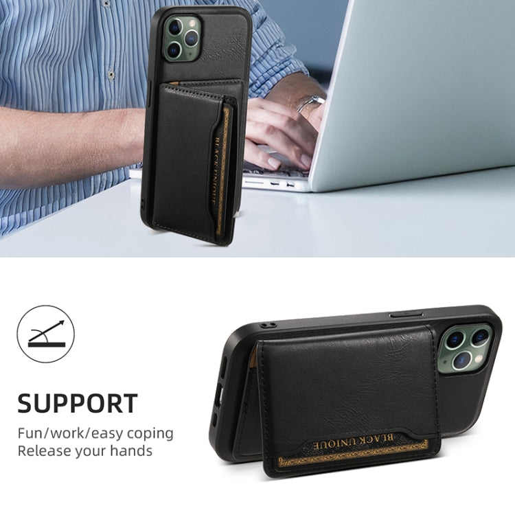 For iPhone 11 Pro Denior Cowhide Texture Leather MagSafe Detachable Wallet Phone Case(Black) - iPhone 11 Pro Cases by Denior | Online Shopping UK | buy2fix