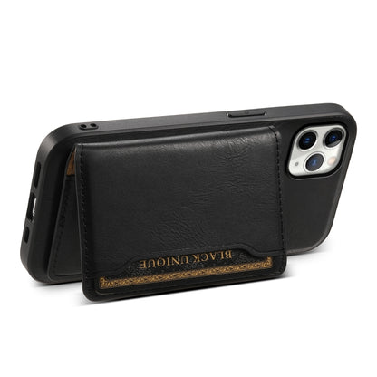 For iPhone 11 Pro Max Denior Cowhide Texture Leather MagSafe Detachable Wallet Phone Case(Black) - iPhone 11 Pro Max Cases by Denior | Online Shopping UK | buy2fix