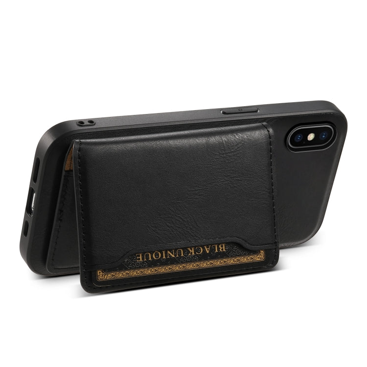 For iPhone X / XS Denior Cowhide Texture Leather MagSafe Detachable Wallet Phone Case(Black) - More iPhone Cases by Denior | Online Shopping UK | buy2fix
