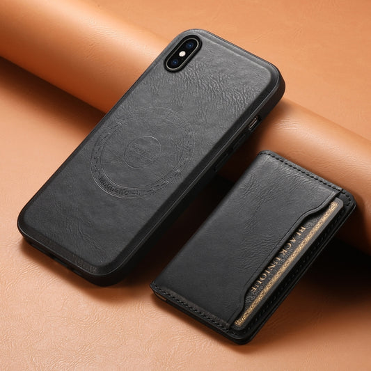 For iPhone XS Max Denior Cowhide Texture Leather MagSafe Detachable Wallet Phone Case(Black) by Denior