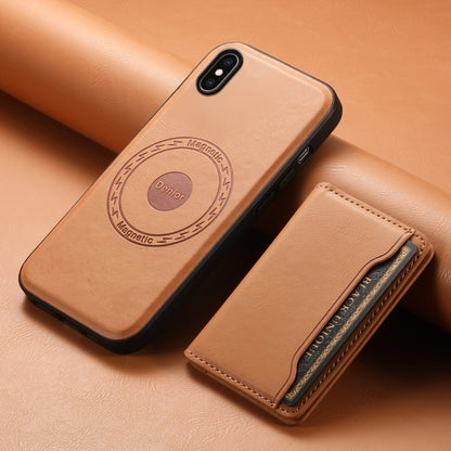 For iPhone XS Max Denior Cowhide Texture Leather MagSafe Detachable Wallet Phone Case(Khaki) - More iPhone Cases by Denior | Online Shopping UK | buy2fix