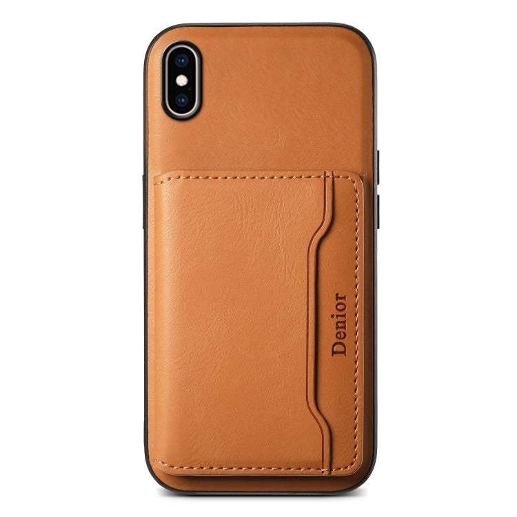For iPhone XS Max Denior Cowhide Texture Leather MagSafe Detachable Wallet Phone Case(Khaki) - More iPhone Cases by Denior | Online Shopping UK | buy2fix