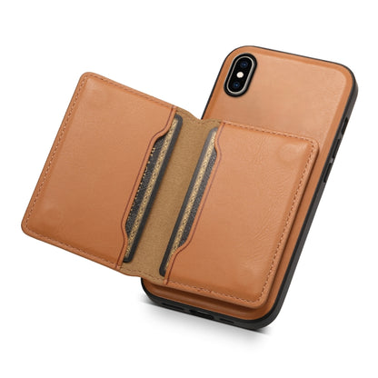 For iPhone XS Max Denior Cowhide Texture Leather MagSafe Detachable Wallet Phone Case(Khaki) - More iPhone Cases by Denior | Online Shopping UK | buy2fix
