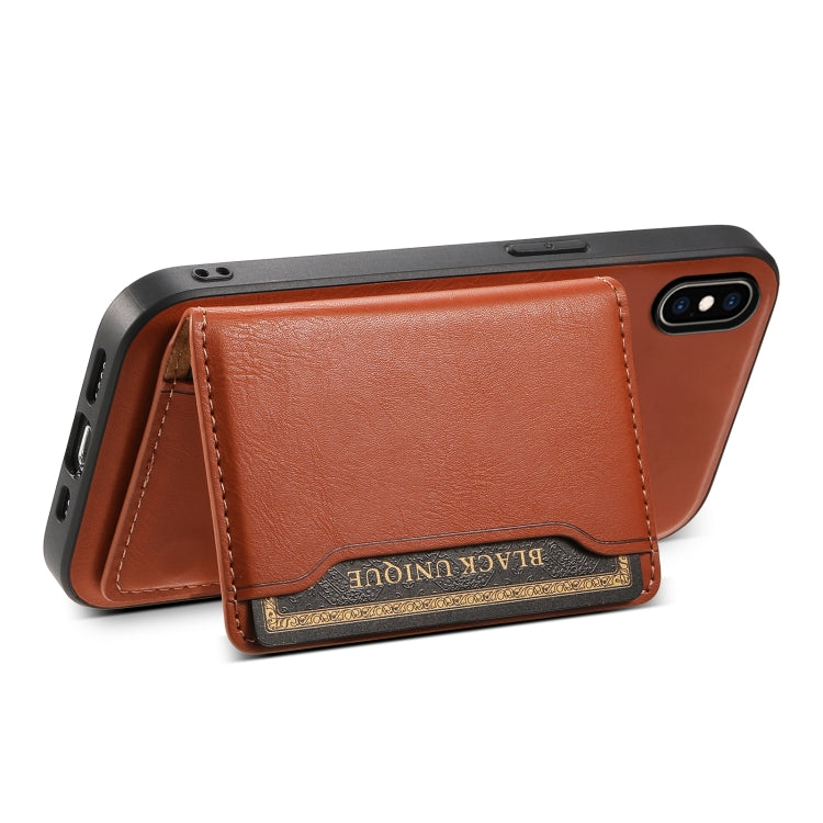 For iPhone XS Max Denior Cowhide Texture Leather MagSafe Detachable Wallet Phone Case(Brown) - More iPhone Cases by Denior | Online Shopping UK | buy2fix