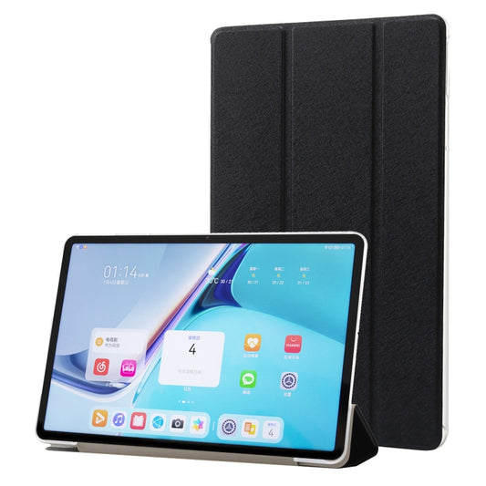 For Huawei MatePad Pro 11 2024 Silk Texture 3-Fold Leather Tablet Case(Black) - Huawei by buy2fix | Online Shopping UK | buy2fix