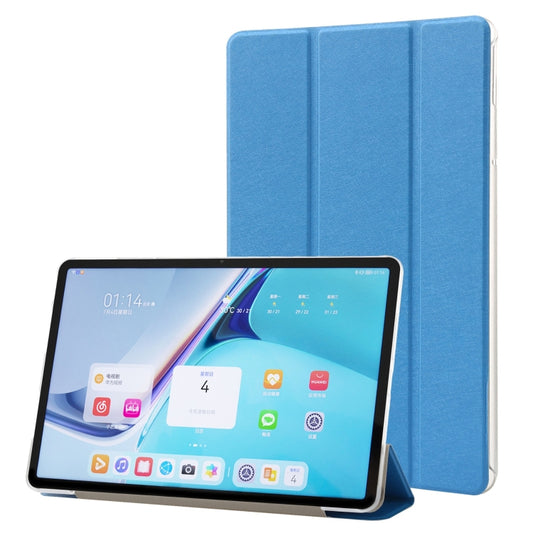For Huawei MatePad Pro 11 2024 Silk Texture 3-Fold Leather Tablet Case(Light Blue) - Huawei by buy2fix | Online Shopping UK | buy2fix