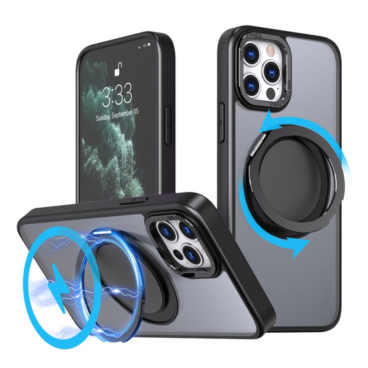 For iPhone 11 Pro Max 360-degree Rotating MagSafe Magnetic Holder Phone Case(Black) - iPhone 11 Pro Max Cases by buy2fix | Online Shopping UK | buy2fix