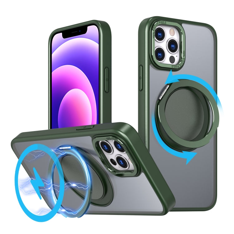 For iPhone 12 Pro Max 360-degree Rotating MagSafe Magnetic Holder Phone Case(Green) - iPhone 12 Pro Max Cases by buy2fix | Online Shopping UK | buy2fix