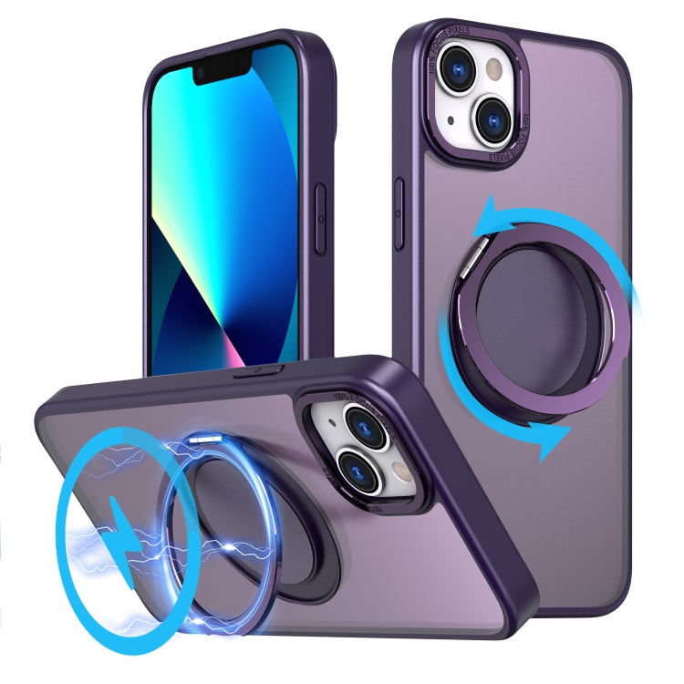 For iPhone 13 360-degree Rotating MagSafe Magnetic Holder Phone Case(Purple) - iPhone 13 Cases by buy2fix | Online Shopping UK | buy2fix