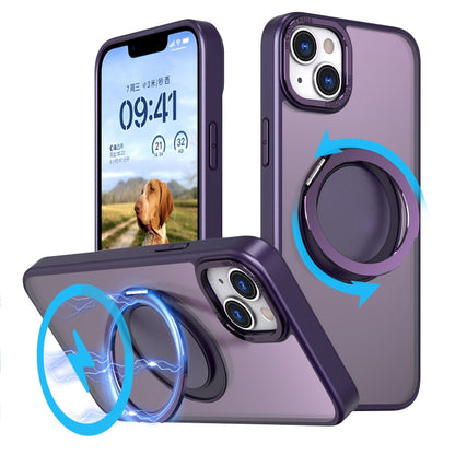 For iPhone 14 Plus 360-degree Rotating MagSafe Magnetic Holder Phone Case(Purple) - iPhone 14 Plus Cases by buy2fix | Online Shopping UK | buy2fix