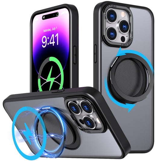 For iPhone 14 Pro Max 360-degree Rotating MagSafe Magnetic Holder Phone Case(Black) - iPhone 14 Pro Max Cases by buy2fix | Online Shopping UK | buy2fix