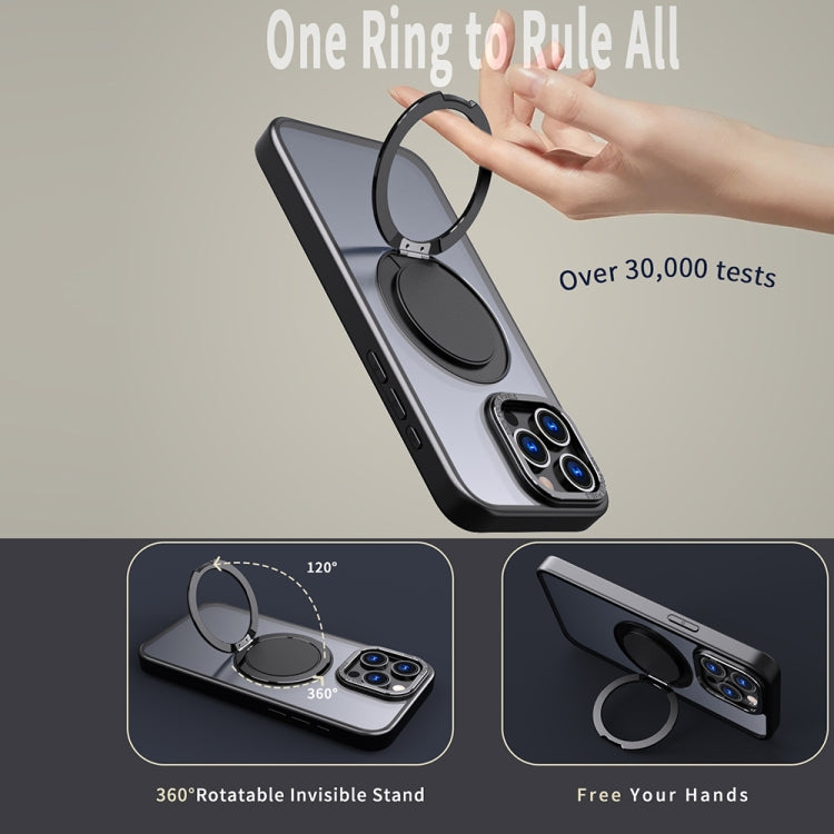 For iPhone 14 Pro Max 360-degree Rotating MagSafe Magnetic Holder Phone Case(Black) - iPhone 14 Pro Max Cases by buy2fix | Online Shopping UK | buy2fix