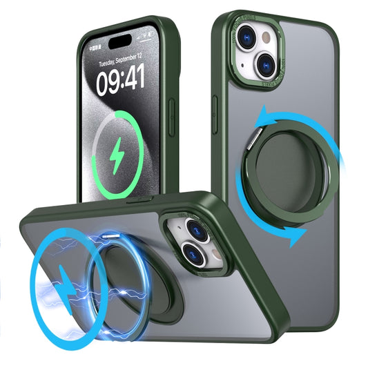 For iPhone 15 360-degree Rotating MagSafe Magnetic Holder Phone Case(Green) - iPhone 15 Cases by buy2fix | Online Shopping UK | buy2fix