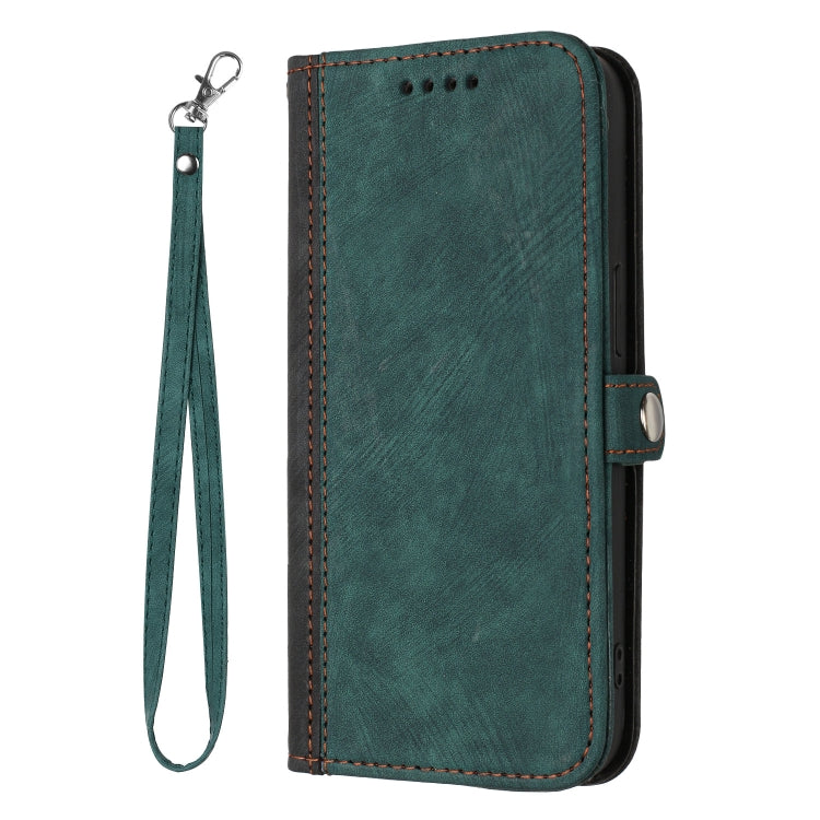 For Google Pixel 8a Side Buckle Double Fold Hand Strap Leather Phone Case(Dark Green) - Google Cases by buy2fix | Online Shopping UK | buy2fix