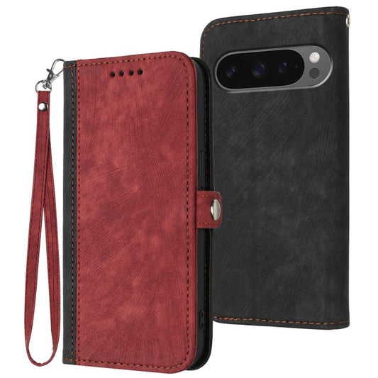 For Google Pixel 10 Pro XL Side Buckle Double Fold Hand Strap Leather Phone Case(Red) - Google Cases by buy2fix | Online Shopping UK | buy2fix