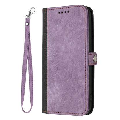 For OnePlus 12 Side Buckle Double Fold Hand Strap Leather Phone Case(Purple) - OnePlus Cases by buy2fix | Online Shopping UK | buy2fix