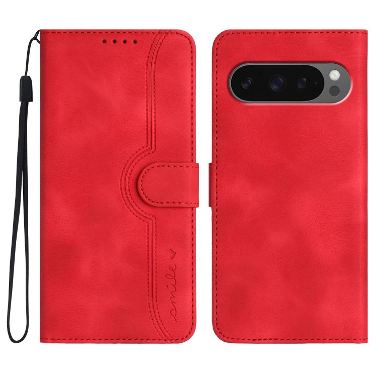 For Google Pixel 10 Pro XL Heart Pattern Skin Feel Leather Phone Case(Red) - Google Cases by buy2fix | Online Shopping UK | buy2fix