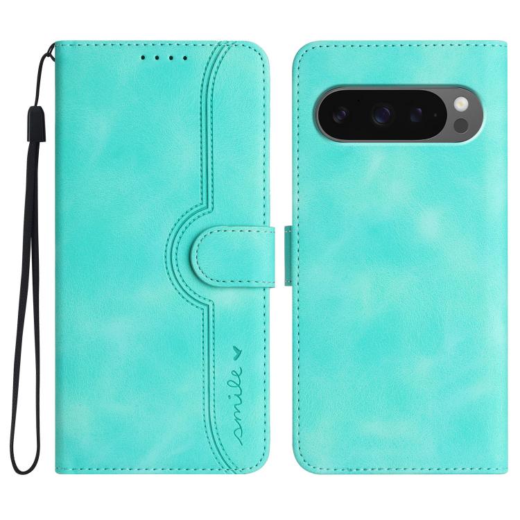For Google Pixel 10 / Pixel 10 Pro Heart Pattern Skin Feel Leather Phone Case(Light Blue) - Google Cases by buy2fix | Online Shopping UK | buy2fix