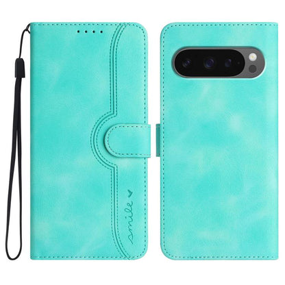 For Google Pixel 10 / Pixel 10 Pro Heart Pattern Skin Feel Leather Phone Case(Light Blue) - Google Cases by buy2fix | Online Shopping UK | buy2fix