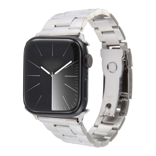 For Apple Watch Series 5 44mm Three-Bead Stainless Steel Watch Band(Silver)