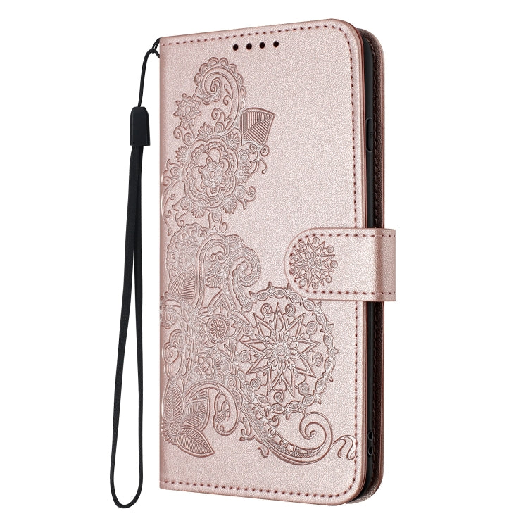 For Google Pixel 9 Datura Flower Embossed Flip Leather Phone Case(Rose Gold) - Google Cases by buy2fix | Online Shopping UK | buy2fix